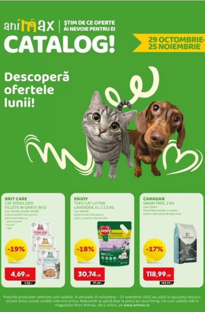 Coperta catalogului Animax, valabil 29 octombrie 2026 – 25 noiembrie 2026
