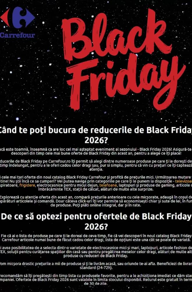 Coperta catalogului Carrefour, valabil 9 octombrie 2026 – 5 noiembrie 2026