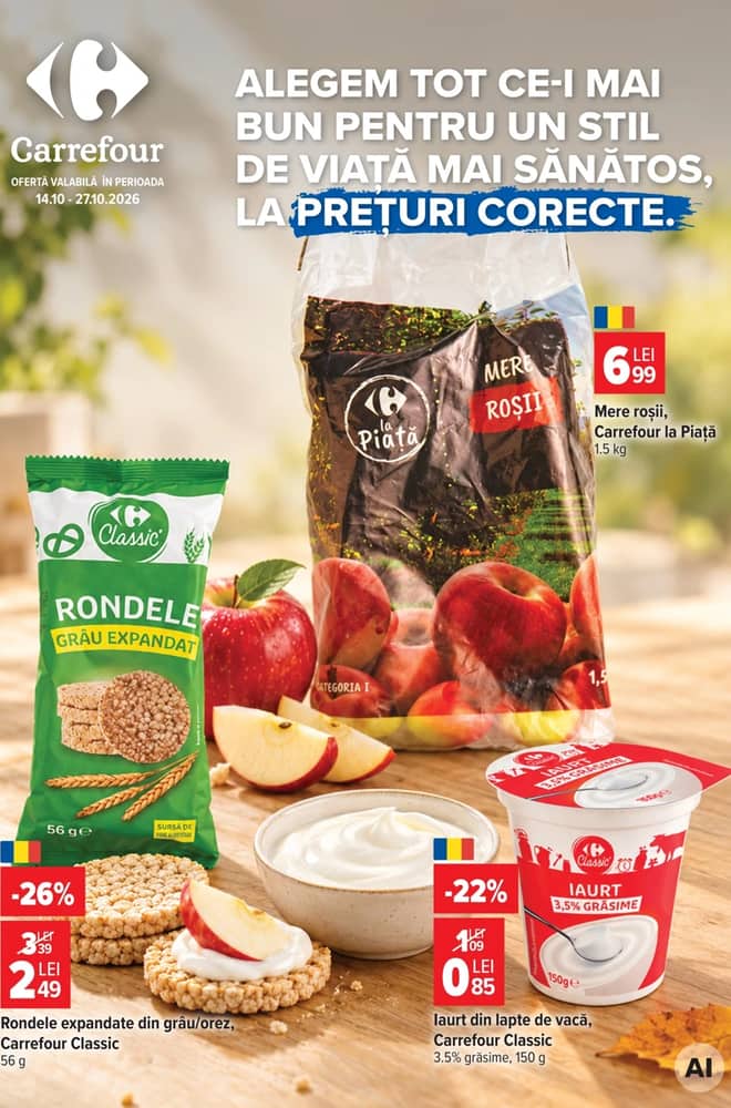 Coperta catalogului Carrefour, valabil 14–27 octombrie 2026