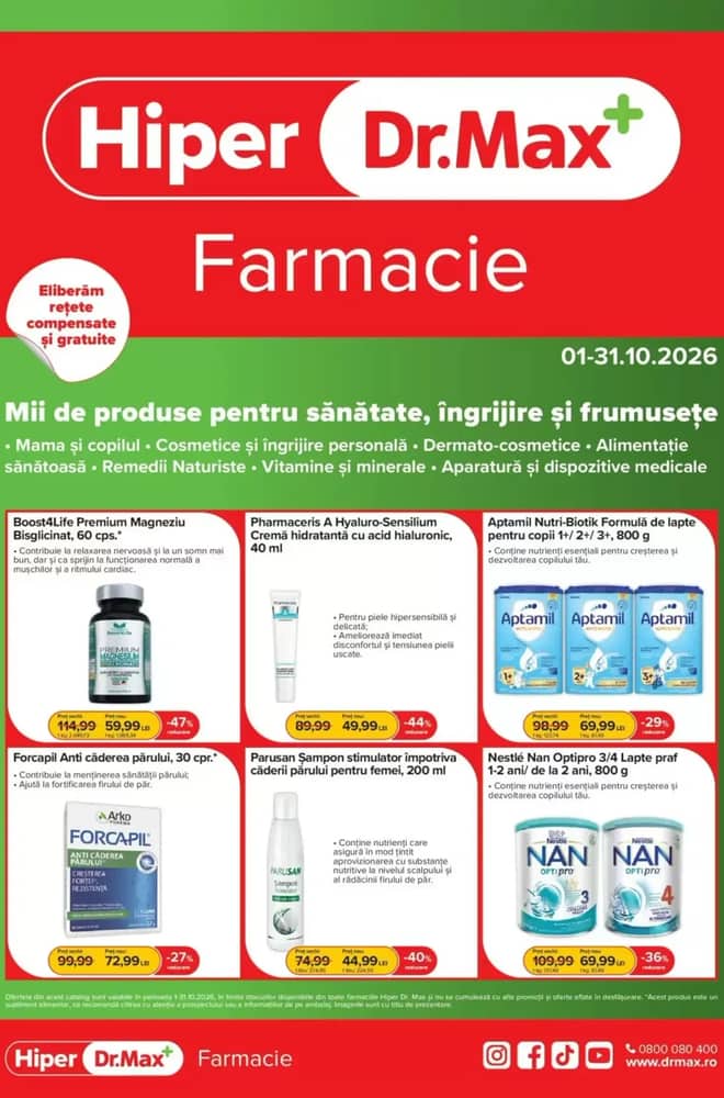 Coperta catalogului Dr.Max, valabil 1–31 octombrie 2026