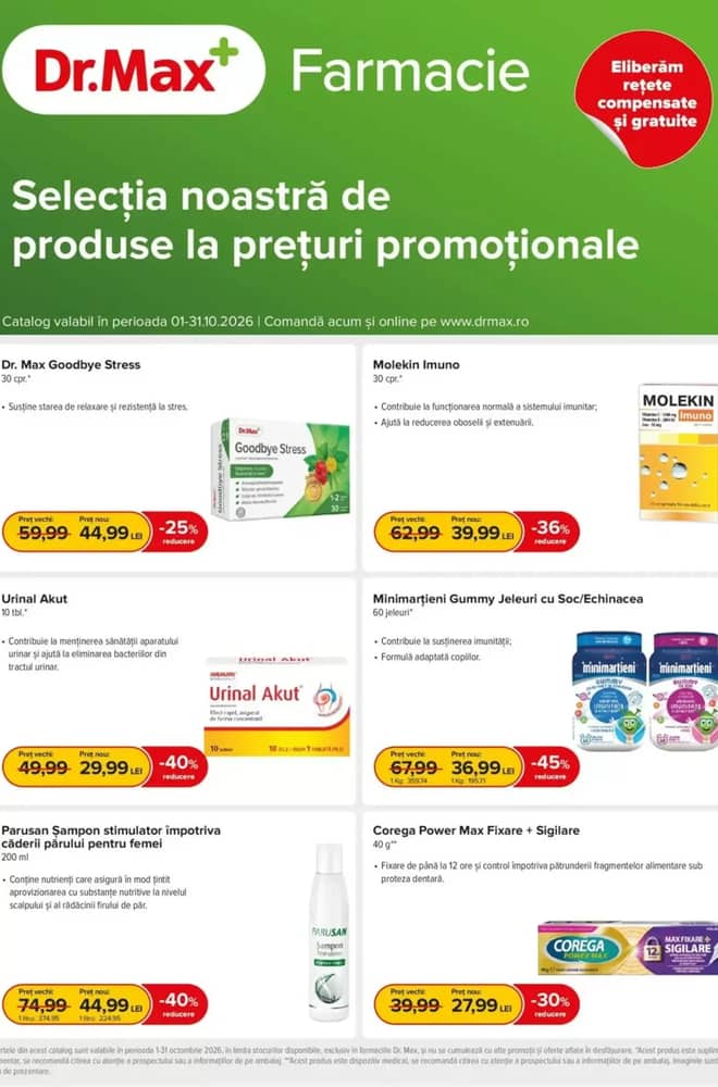 Coperta catalogului Dr.Max, valabil 1–31 octombrie 2026