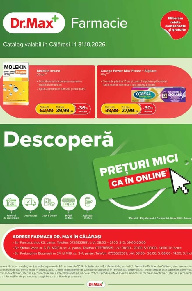 Coperta catalogului Dr.Max, valabil 1–31 octombrie 2026
