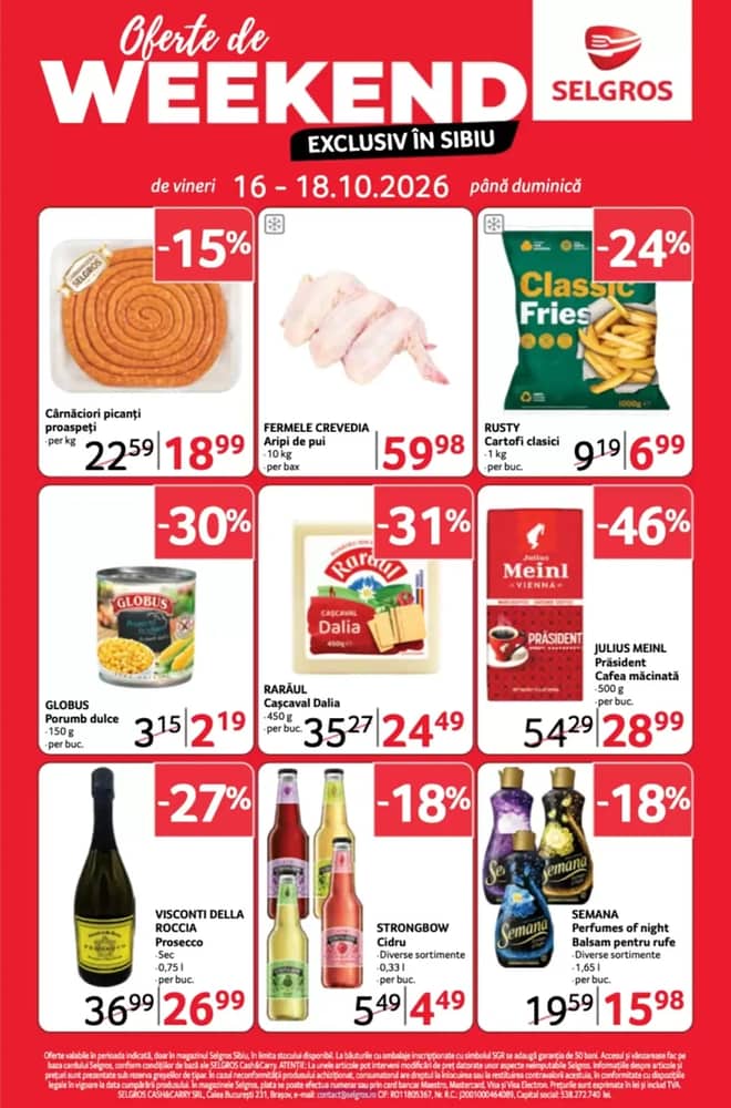 Coperta catalogului Selgros, valabil 16–18 octombrie 2026