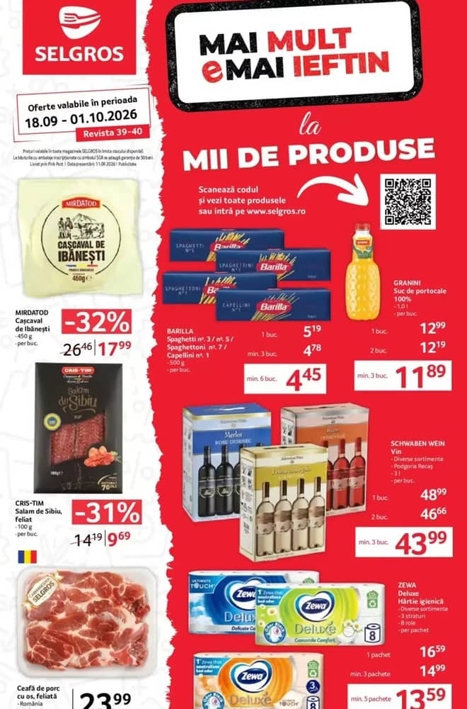 Coperta catalogului Selgros, valabil 18 septembrie 2026 – 1 octombrie 2026