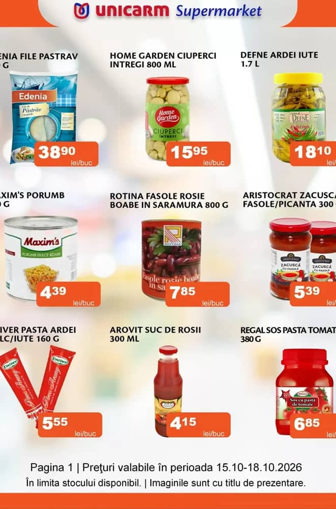 Coperta catalogului Unicarm, valabil 15–18 octombrie 2026